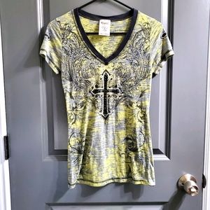 Vocal T-Shirt with Rhinestone Crosses